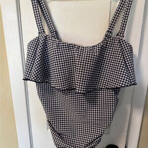 Kona Sol Black and White Gingham Swimsuit 14W removable strapped ,one piece ,